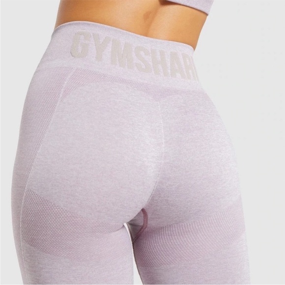 Gymshark Flex High Waisted Leggings - Mallow Purple Marl / Pebble Grey Size S - Picture 3 of 8